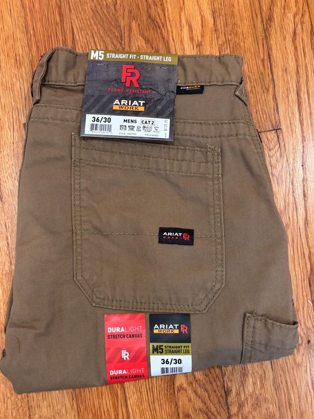 NWT Ariat M5 FR Work Pants 36x30 Field Khaki Flame Resistant Straight Leg CAT2